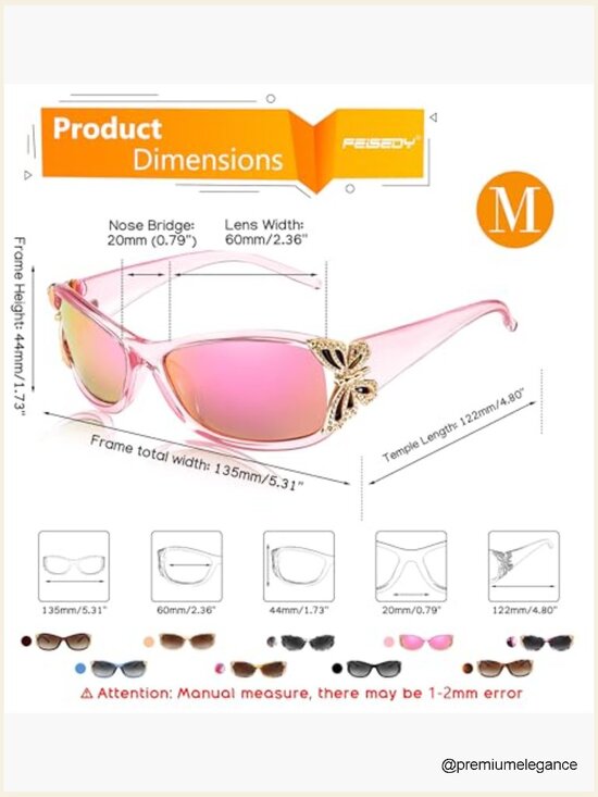 Trendy Polarized Butterfly Wrap Around Sunglasses UV400 Protection